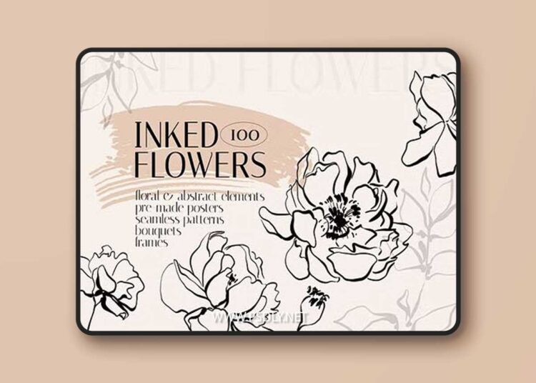 INKED FLOWERS Line Art Set 1 INKED FLOWERS Line Art Set