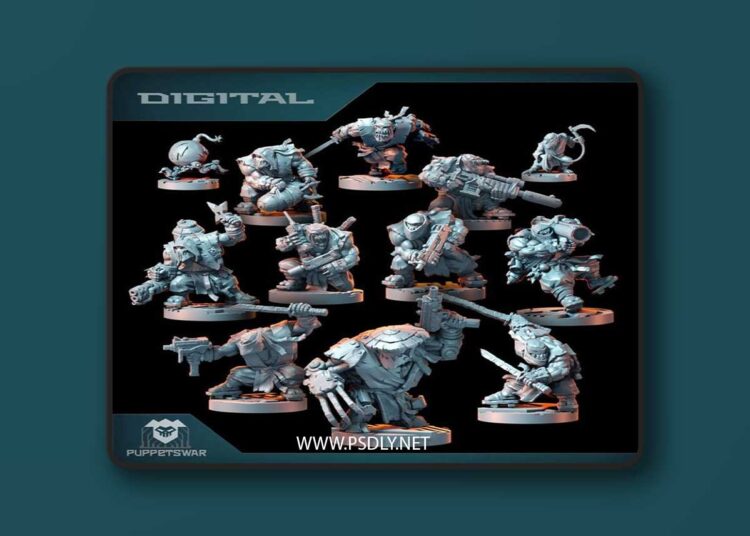 Puppetswar Miniatures – Orc Ninja Team – 3D Print Model 1 Puppetswar Miniatures – Orc Ninja Team – 3D Print Model
