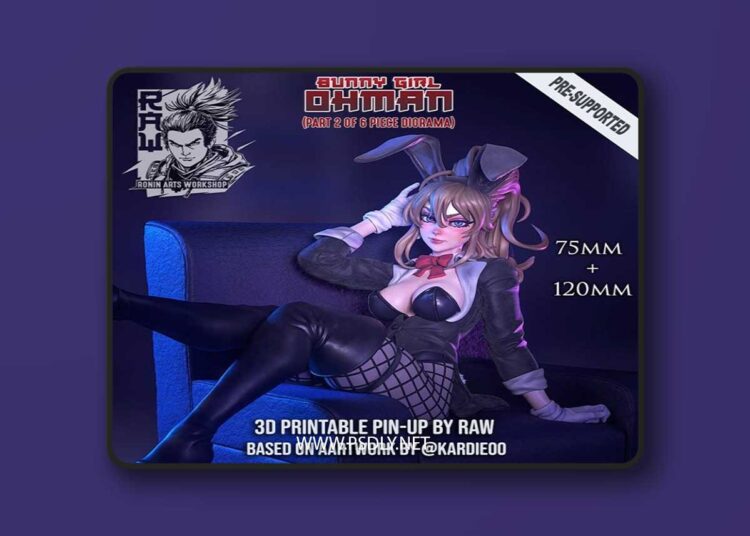 RAW – Bunny Girl Ohman – Bunnygirl PinUp – 3D Print Model STL 1 RAW – Bunny Girl Ohman – Bunnygirl PinUp – 3D Print Model STL