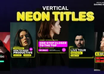Videohive Vertical Neon Titles Davinci Resolve 63078037