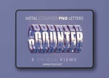 Metal Counter 3D Lettering PNG 7072924