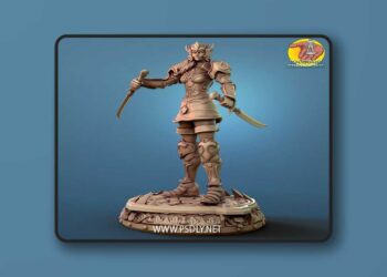 SolGood Creations – Female Human Fighter with Two Swords – 3D Print Model