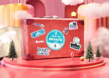 Videohive Colorful Travel Suitcase Logo Opener 3D Cute Tourism Intro 63114122