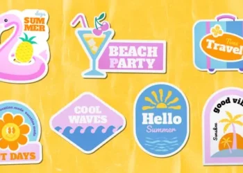Videohive Folded Summer Holiday Travel Stickers Pack 63183404