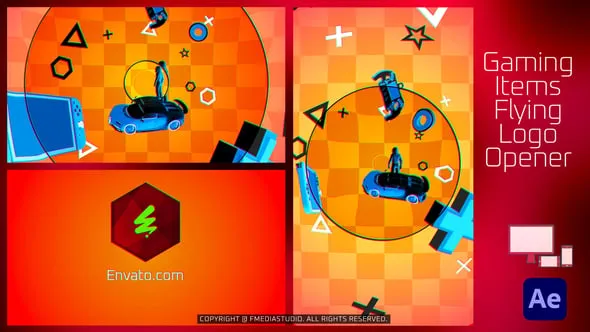 Videohive - Gaming Items flying logo Opener - 63591921 1 Videohive Gaming Items flying logo Opener 63591921