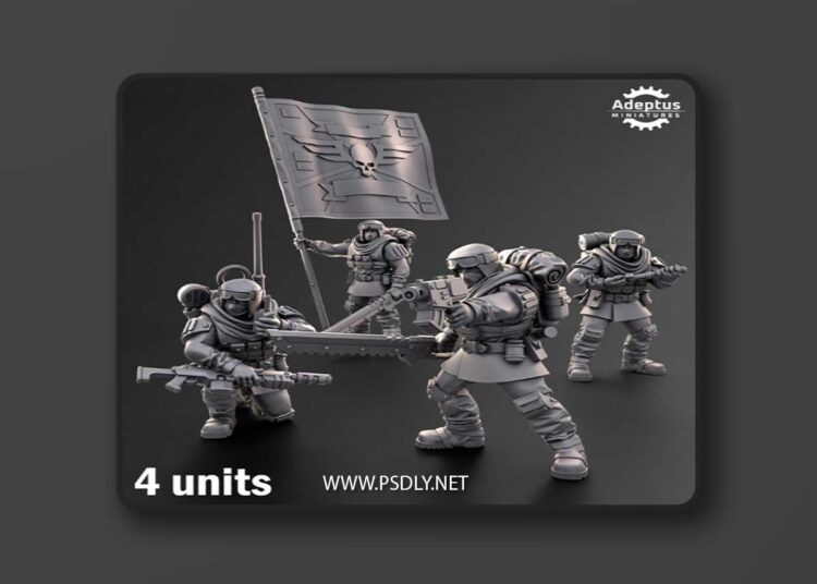 Adeptus Miniatures – Khaleeth Regiment – Imperial Guard – Command Squad – 3D Print Model 1 Adeptus Miniatures – Khaleeth Regiment – Imperial Guard – Command Squad – 3D Print Model