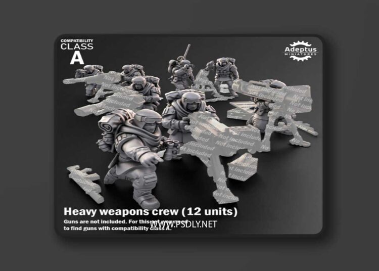 Adeptus Miniatures – Khaleeth Regiment – Imperial Guard – Heavy Weapons Crew – Compatibility Class A – 3D Print Model 1 Adeptus Miniatures – Khaleeth Regiment – Imperial Guard – Heavy Weapons Crew – Compatibility Class A – 3D Print Model