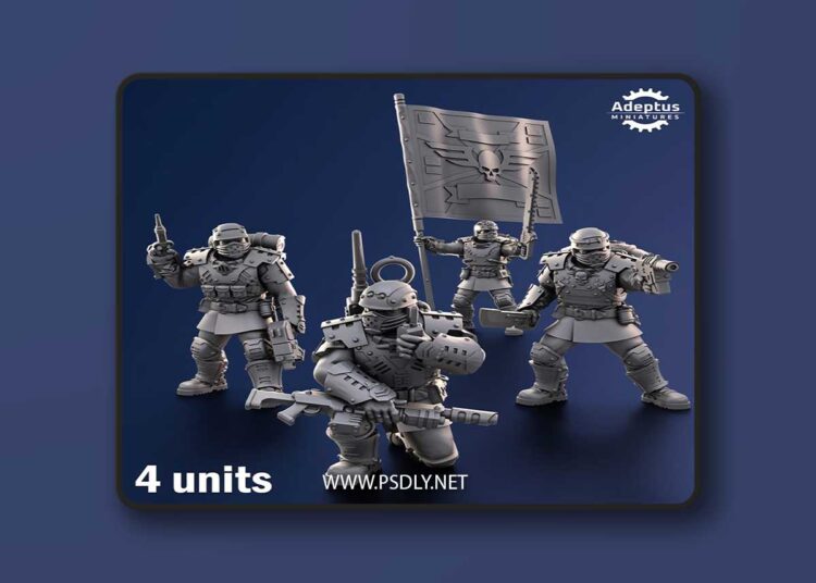 Adeptus Miniatures – Steelstorm Regiment – Imperial Guard – Command Squad – 3D Print Model 1 Adeptus Miniatures – Steelstorm Regiment – Imperial Guard – Command Squad – 3D Print Model