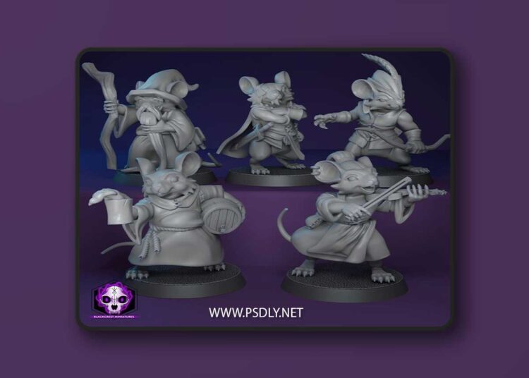 Blackcrest Miniatures – Mousefolk Adventurers April 2026 – 3D Print Model STL 1 Blackcrest Miniatures – Mousefolk Adventurers April 2026 – 3D Print Model STL