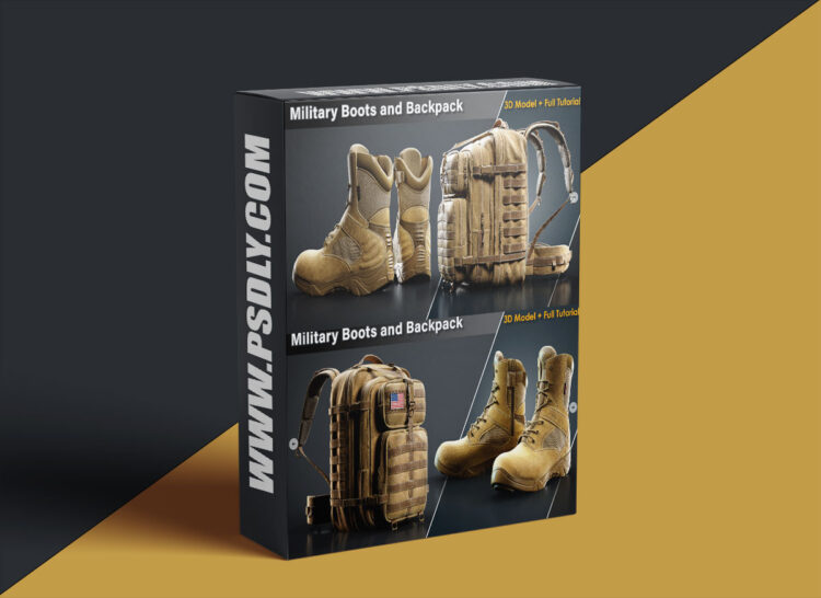 Military Boots and Backpack / 3D Model + Full Tutorial 1 Military Boots and Backpack / 3D Model + Full Tutorial