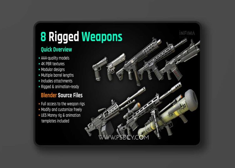 Modern Guns Bundle - Rigged & Game Ready Models (5.0 – 5.8) 1 Modern Guns Bundle - Rigged & Game Ready Models (5.0 – 5.8)