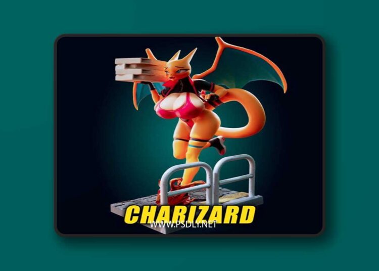 Officer Rhu – Charizard Curvy Pizza Delivery Girl – 3D Print Model STL 1 Officer Rhu – Charizard Curvy Pizza Delivery Girl – 3D Print Model STL