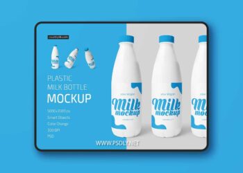 Plastic Milk Bottle Mockup 3xPSD 5294612