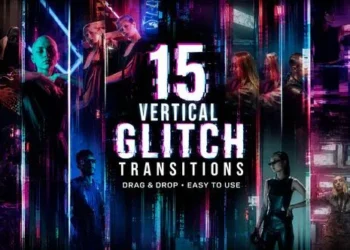 Videohive 15 Vertical Glitch Transitions 63839566