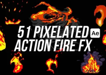 Videohive Action FX 8 Bit Pixelated Fires For After Effects 63805273 1