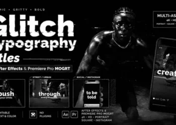Videohive Bold Glitch Typography Titles for After Effects Videos – 15 Animations 63916000