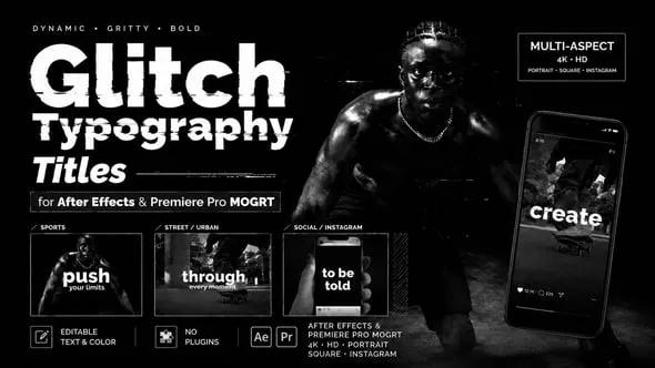 Videohive - Bold Glitch Typography Titles for After Effects Videos – 15 Animations - 63916000 1 Videohive Bold Glitch Typography Titles for After Effects Videos – 15 Animations 63916000