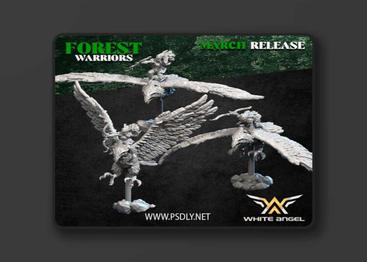 White Angel Miniatures – Forest Warriors – Ancestral Eagle Rider – 3D Print Model 1 White Angel Miniatures – Forest Warriors – Ancestral Eagle Rider – 3D Print Model