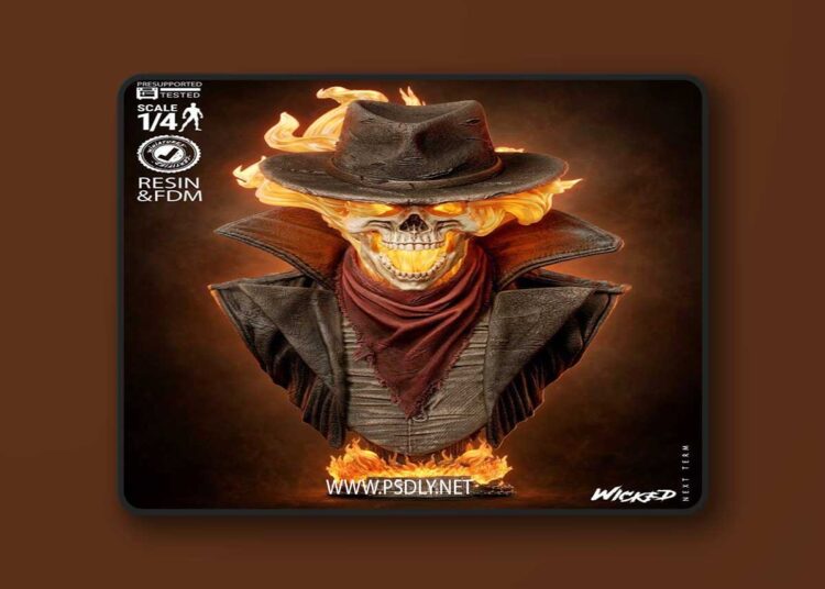 Wicked – Ghost Rider Billy Bust Portrait – 3D Print Model STL 1 Wicked – Ghost Rider Billy Bust Portrait – 3D Print Model STL