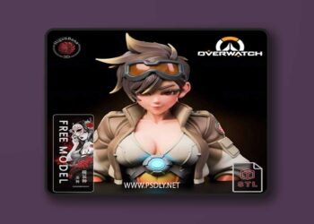 Higanbana3D – Tracer Overwatch Open Jacket Tits Bust – 3D Print Model STL 1