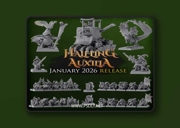 Titan Forge Miniatures – January 2026 – Halfling Auxilia (Supported without Bases) – 3D Print Model 1 Titan Forge Miniatures – January 2026 – Halfling Auxilia Supported without Bases – 3D Print Model