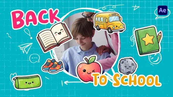 Videohive - Back To School Stickers Intro - 64425190 1 Videohive Back To School Stickers Intro 64425190