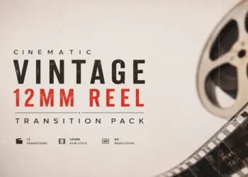 Videohive Cinematic Vintage 12mm Reel Transition Pack 64086742