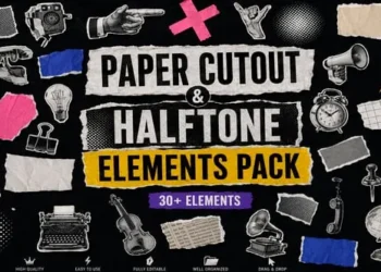 Videohive Paper Cutout Halftone Elements Pack 64512768