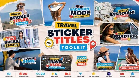 Videohive - Travel Sticker Titles Toolkit for After Effects – Vacation Vlog Graphics - 64247674 1 Videohive Travel Sticker Titles Toolkit for After Effects – Vacation Vlog Graphics 64247674