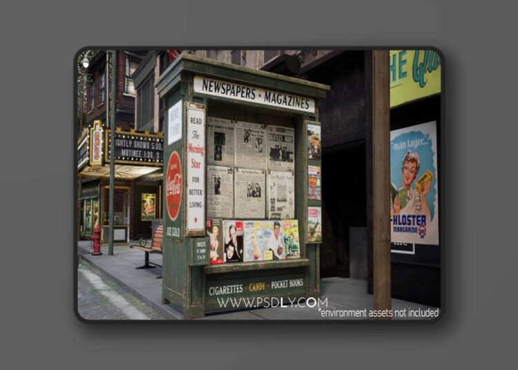 Vintage Newsstand Kiosk | Game-Ready PBR Asset | 4K Textures (5.5 – 5.8) 1 Vintage Newsstand Kiosk | Game-Ready PBR Asset | 4K Textures (5.5 – 5.8)