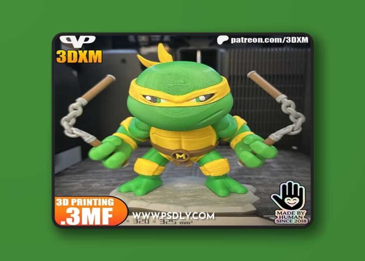 3DXM – Michelangelo Chibi – 3D Print Model STL 1 3DXM – Michelangelo Chibi – 3D Print Model STL