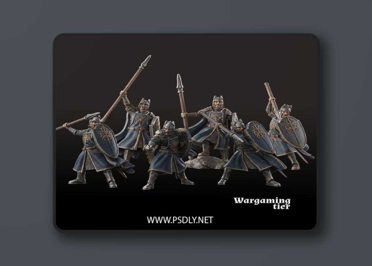 Davale Games – 6x High Humans with Shield and Spear – 3D Print Model 1 Davale Games – 6x High Humans with Shield and Spear – 3D Print Model