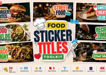 Videohive Animated Food Sticker Titles Toolkit for After Effects 64573870