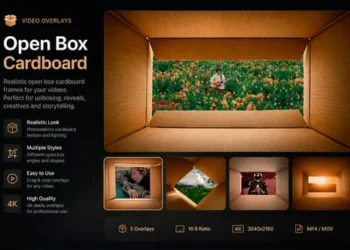 Videohive Open Box Cardboard Video Overlays For DR 64256037
