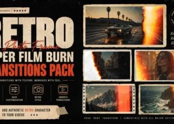 Videohive Retro Photo Frame Paper Film Burn Transitions Pack Apple Motion 64654770