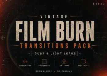 Videohive Vintage Paper Film Burn Transitions Pack Dust Light Leaks 64985412