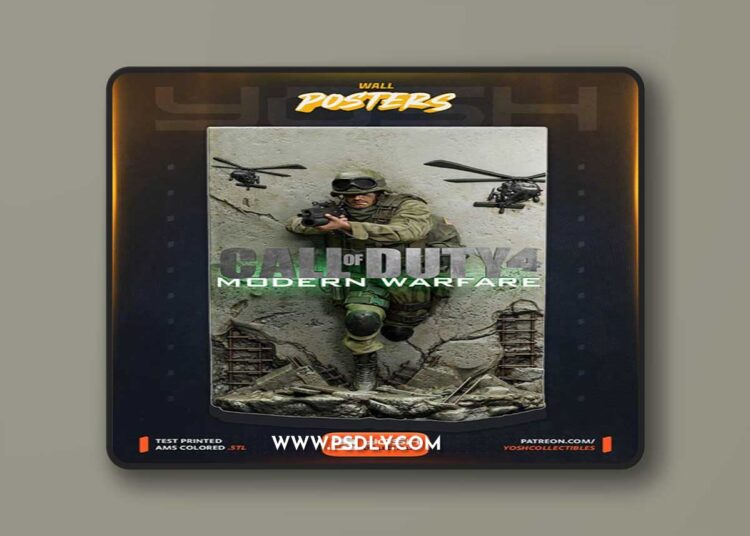 Yosh Studios – Call of Duty 4 Poster – 3D Print Model STL 1 Yosh Studios – Call of Duty 4 Poster – 3D Print Model STL