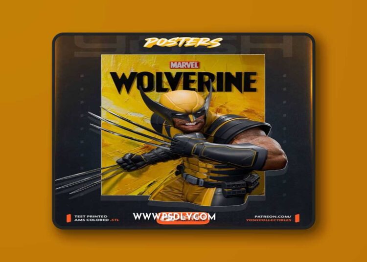 Yosh Studios – Wolverine PS5 Poster – 3D Print Model STL 1 Yosh Studios – Wolverine PS5 Poster – 3D Print Model STL
