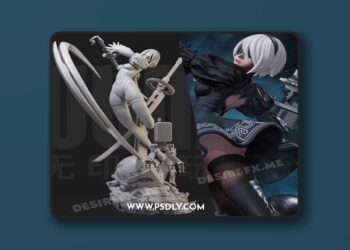 2B Android Battle Maid Figure – 3D STL Print Model