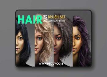 33 Hair Brushes Pack for Photoshop