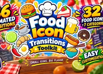 Food Icon Transitions Toolkit for After Effects – 56 Animated Food Transitions