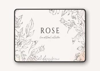 ROSE Line Art Floral PNG Collection