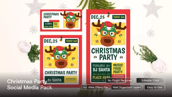 Videohive - Christmas Party Social Media Pack - 65086706 1 Videohive Christmas Party Social Media Pack 65086706