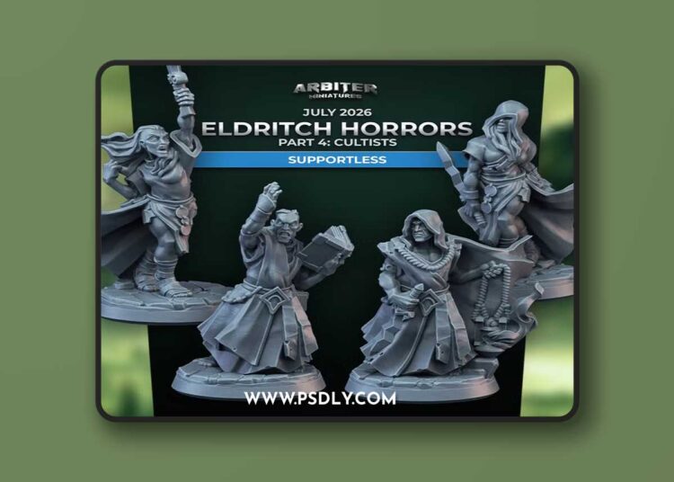 Arbiter Miniatures – Eldritch Horrors – Part 4 – Cultists – 3D Print Model 1 Arbiter Miniatures – Eldritch Horrors – Part 4 – Cultists – 3D Print Model