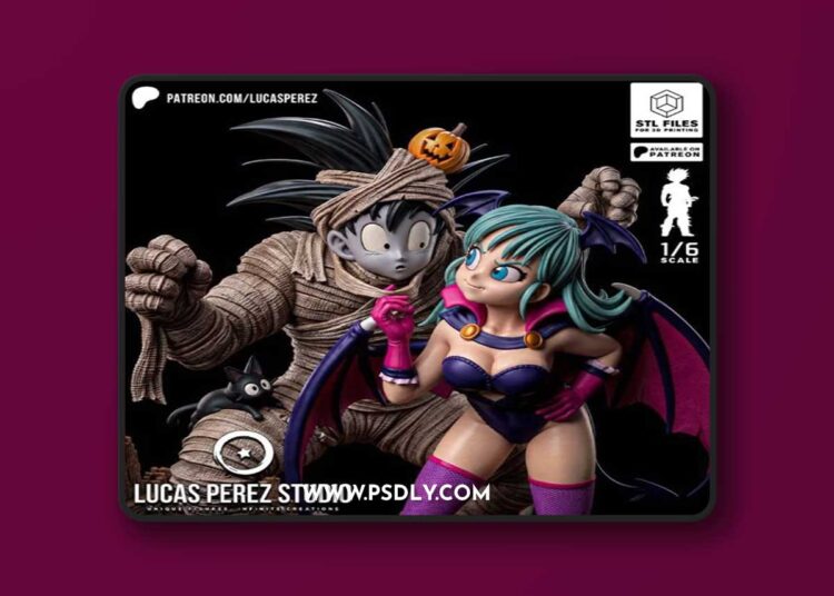Lucas Perez – Bulma & Goku Halloween Diorama – 3D Print Model STL 1 Lucas Perez – Bulma Goku Halloween Diorama – 3D Print Model STL