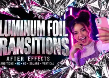 Videohive Aluminum Foil Transitions for After Effects – 10 Reflective Foil Reveals 65503767
