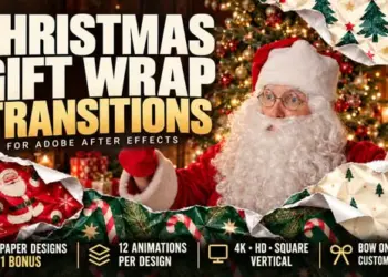 Videohive Christmas Gift Wrap Paper Transitions for After Effects 65626885