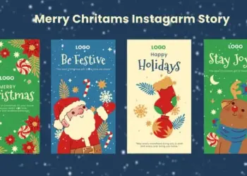 Videohive Merry Christmas Wishes Instagram Story with Santa Claus Reindeer 65503854