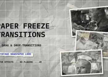 Videohive Paper Freeze Transitions 12 Drag and Drop Vintage Newspaper Freeze Frame Transitions 65637875