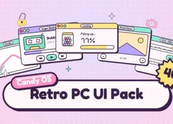 Videohive Retro PC UI Pack Candy OS 40 Pastel Desktop Elements 65651379
